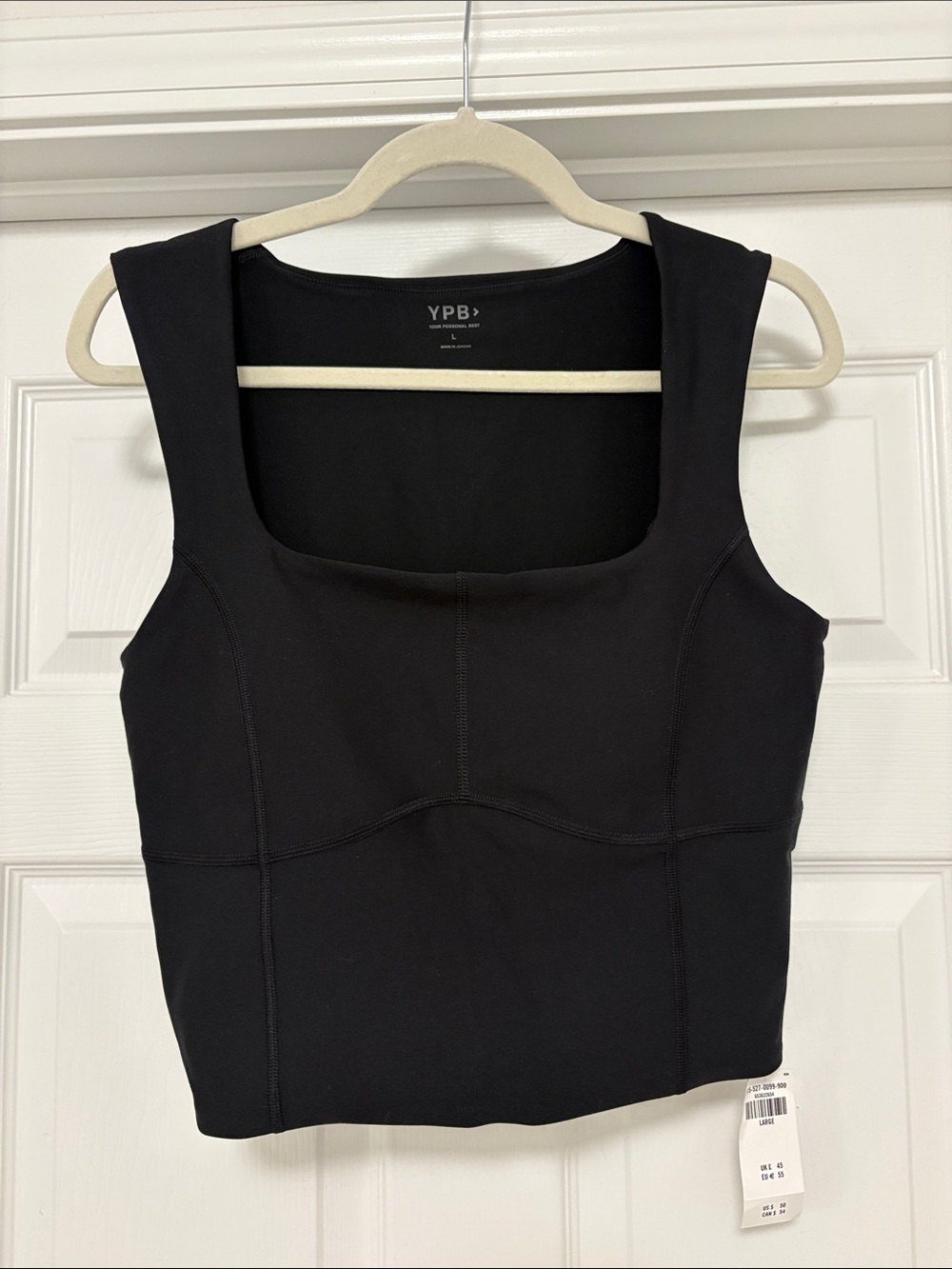 Black Square-Neck Crop Tank Top